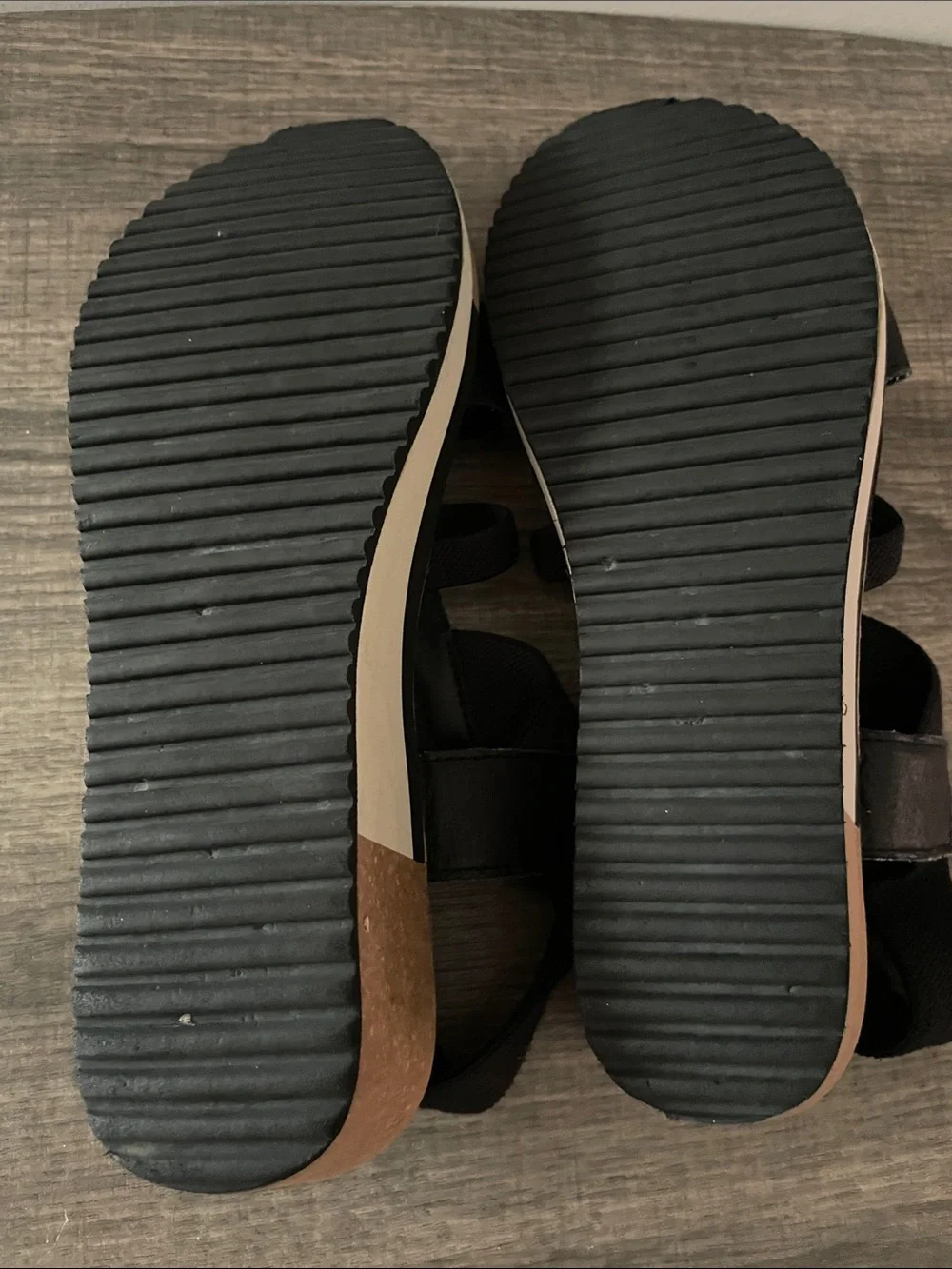 Yellow Box Black Strappy Sandals| Size 8w - Picture 4 of 5